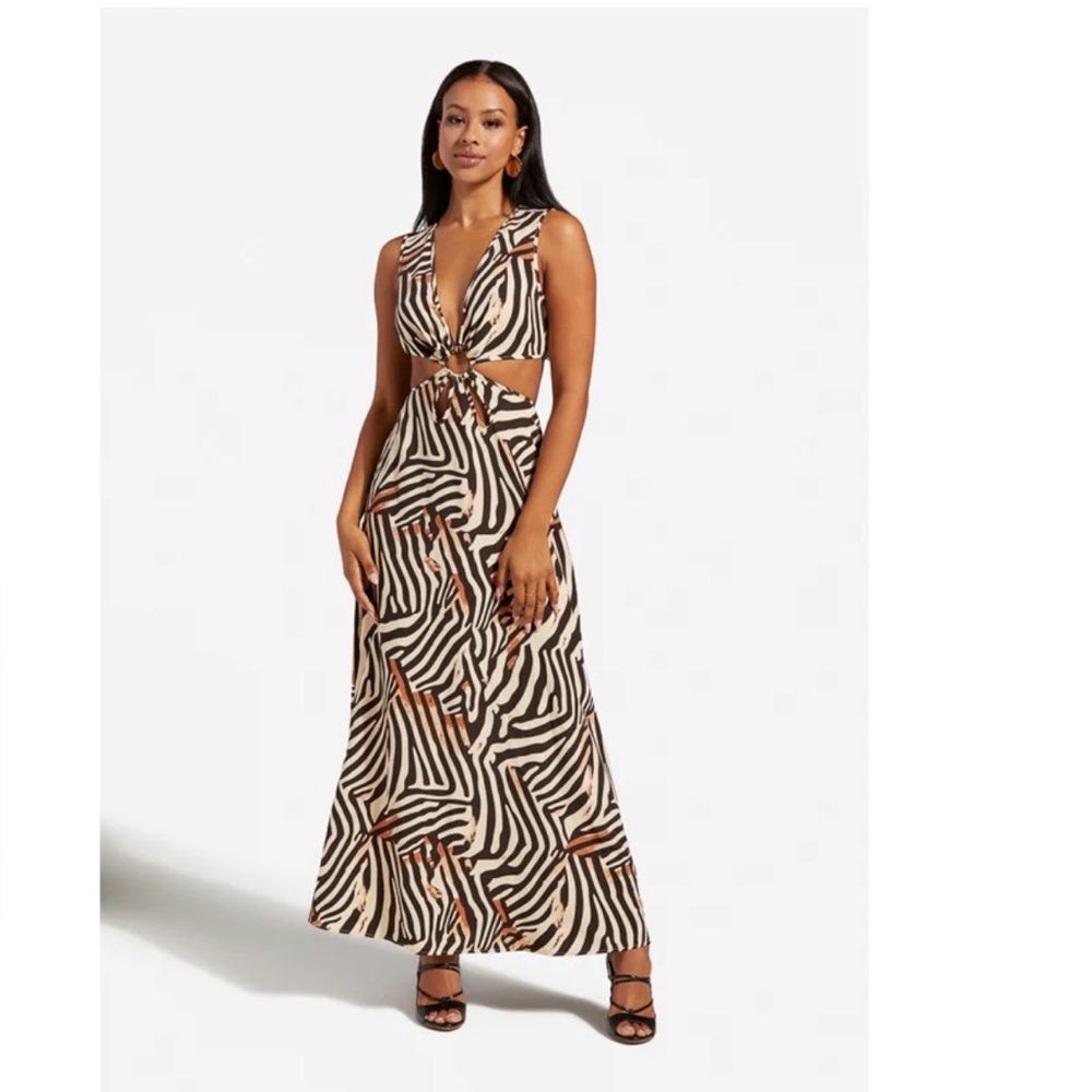 Animal Safari Print Maxi Cutout Dress by Shoe Dazzle Sz S